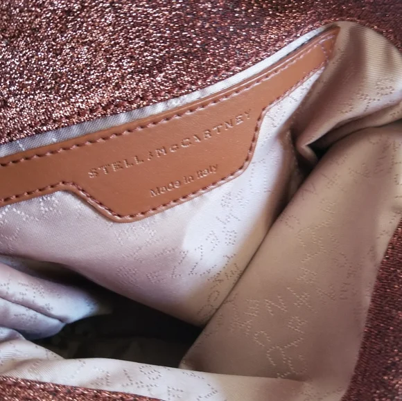 Stella McCartney Lurex Falabella Three Chain Crossbody Bag Rust - Picture 7 of 13